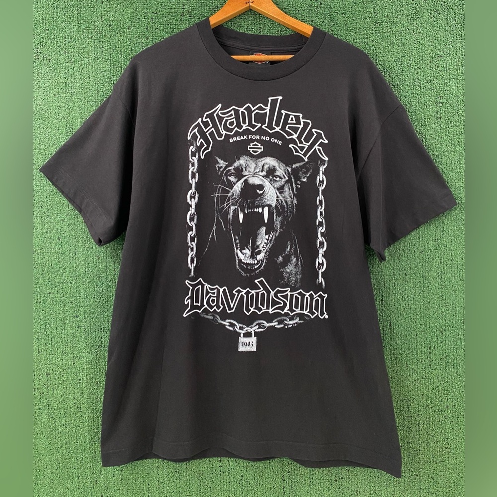 Harley Davidson Snarling Dog Break For No One Biker Motorcycle T-Shirt Men Large